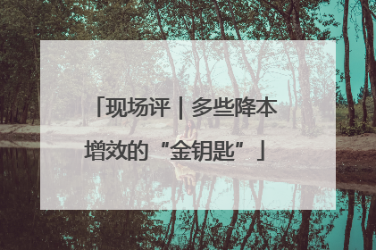 现场评｜多些降本增效的“金钥匙”
