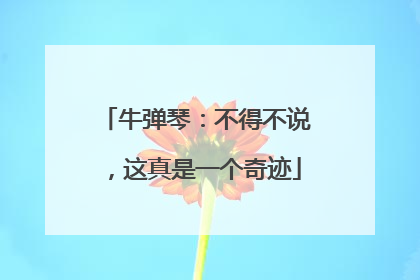 牛弹琴：不得不说，这真是一个奇迹