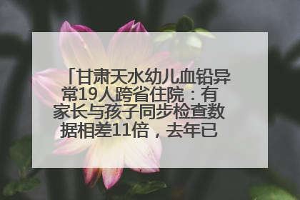 甘肃天水幼儿血铅异常19人跨省住院：有家长与孩子同步检查数据相差11倍，去年已有幼儿出现症状