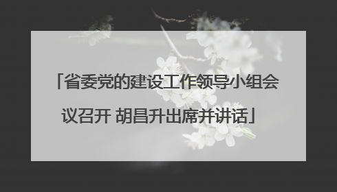 省委党的建设工作领导小组会议召开 胡昌升出席并讲话
