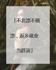 不北漂不横漂，返乡就业当群演