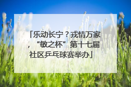 乐动长宁？戎情万家，“敏之杯”第十七届社区乒乓球赛举办
