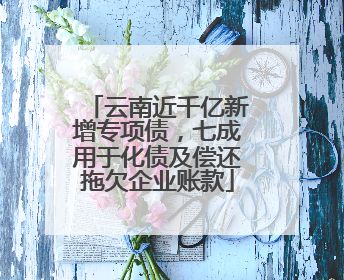 云南近千亿新增专项债，七成用于化债及偿还拖欠企业账款