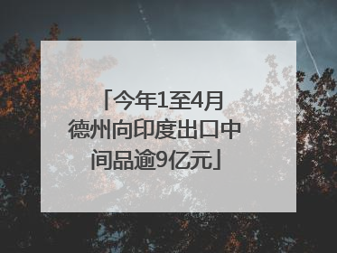 今年1至4月 德州向印度出口中间品逾9亿元