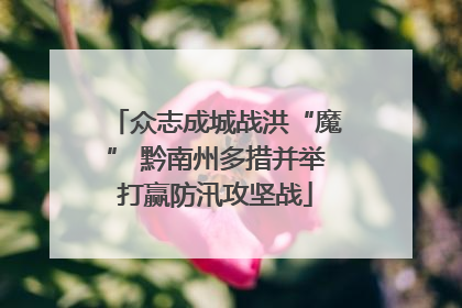 众志成城战洪“魔” 黔南州多措并举打赢防汛攻坚战