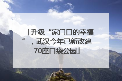 升级“家门口的幸福”，武汉今年已新改建70座口袋公园