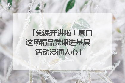 党课开讲啦！周口这场精品党课进基层活动浸润人心