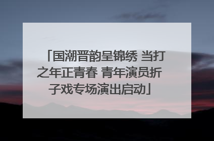 国潮晋韵呈锦绣 当打之年正青春 青年演员折子戏专场演出启动