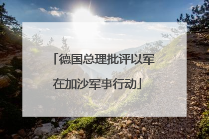 德国总理批评以军在加沙军事行动