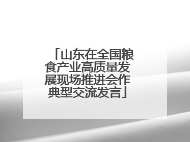 山东在全国粮食产业高质量发展现场推进会作典型交流发言