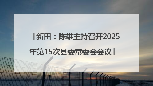 新田：陈雄主持召开2025年第15次县委常委会会议