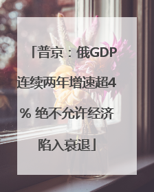 普京：俄GDP连续两年增速超4% 绝不允许经济陷入衰退