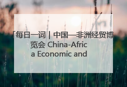 每日一词｜中国—非洲经贸博览会 China-Africa Economic and Trade Expo