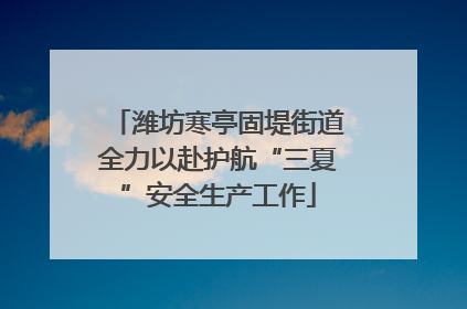 潍坊寒亭固堤街道全力以赴护航“三夏”安全生产工作