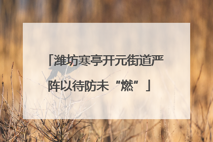 潍坊寒亭开元街道严阵以待防未“燃”