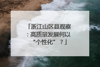 浙江山区县观察：高质量发展何以“个性化”？