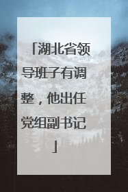 湖北省领导班子有调整，他出任党组副书记