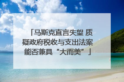 马斯克直言失望 质疑政府税收与支出法案能否兼具“大而美”